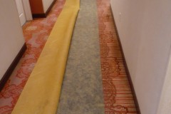 We gently deinstall 3 of 4 sides of the glue down carpet